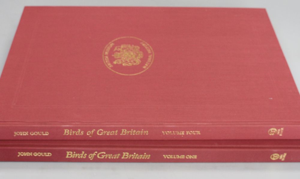 Gould, John - The Birds of Great Britain, facsimile edition, vols 1 and 4 (of 5), folio, gilt titled maroon cloth, with publishers ori